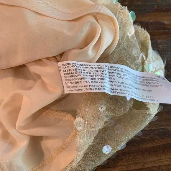 Zara Yellow Shimmer Collared Short Sleeve Blouse S - Picture 5 of 5